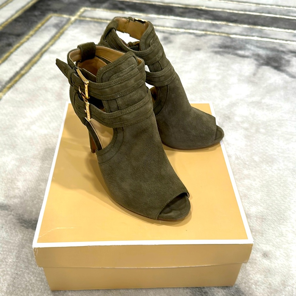 Michael Michael kors blaze open toe bootie suede